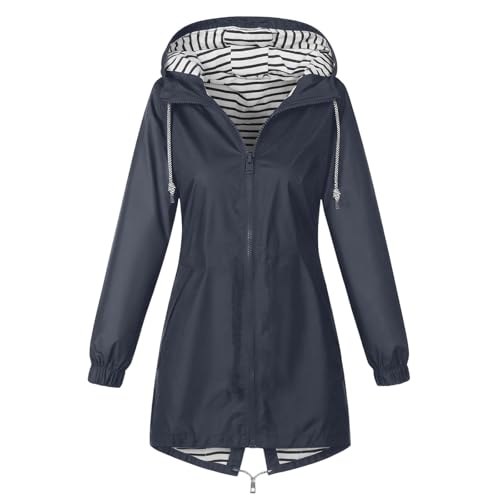 CSKJ Regenjacke Damen Wasserdicht Atmungsaktiv Softshelljacke Lang Übergangsjacke Einfarbige Outdoor Regenmantel mit Kapuze Funktionsjacke Leichte Gefüttert Windbreaker Große Größen Regenparka S-5XL CSKJ Regenjacke Damen Wasserdicht Atmungsaktiv Softshelljacke Lang Übergangsjacke Einfarbige Outdoor Regenmantel mit Kapuze Funktionsjacke Leichte Gefüttert Windbreaker Große Größen Regenparka S-5XL von CSKJ