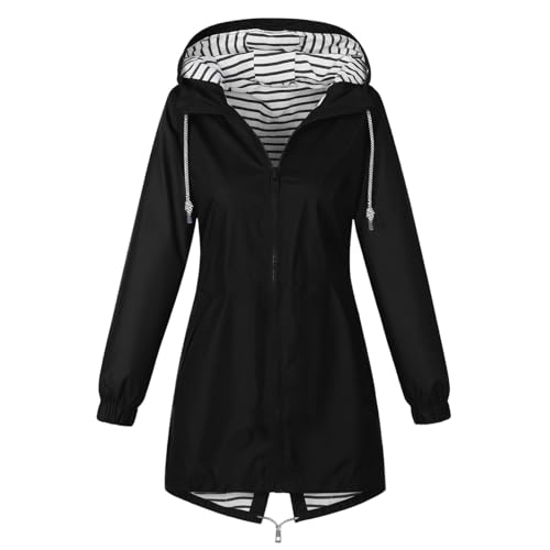 CSKJ Regenjacke Damen Wasserdicht Atmungsaktiv Softshelljacke Lang Übergangsjacke Einfarbige Outdoor Regenmantel mit Kapuze Funktionsjacke Leichte Gefüttert Windbreaker Große Größen Regenparka S-5XL CSKJ Regenjacke Damen Wasserdicht Atmungsaktiv Softshelljacke Lang Übergangsjacke Einfarbige Outdoor Regenmantel mit Kapuze Funktionsjacke Leichte Gefüttert Windbreaker Große Größen Regenparka S-5XL von CSKJ