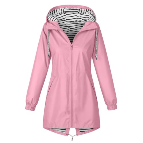 CSKJ Regenjacke Damen Wasserdicht Atmungsaktiv Softshelljacke Lang Übergangsjacke Einfarbige Outdoor Regenmantel mit Kapuze Funktionsjacke Leichte Gefüttert Windbreaker Große Größen Regenparka S-5XL CSKJ Regenjacke Damen Wasserdicht Atmungsaktiv Softshelljacke Lang Übergangsjacke Einfarbige Outdoor Regenmantel mit Kapuze Funktionsjacke Leichte Gefüttert Windbreaker Große Größen Regenparka S-5XL von CSKJ