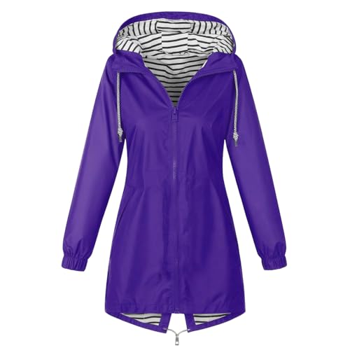 CSKJ Regenjacke Damen Wasserdicht Atmungsaktiv Softshelljacke Lang Übergangsjacke Einfarbige Outdoor Regenmantel mit Kapuze Funktionsjacke Leichte Gefüttert Windbreaker Große Größen Regenparka S-5XL CSKJ Regenjacke Damen Wasserdicht Atmungsaktiv Softshelljacke Lang Übergangsjacke Einfarbige Outdoor Regenmantel mit Kapuze Funktionsjacke Leichte Gefüttert Windbreaker Große Größen Regenparka S-5XL von CSKJ