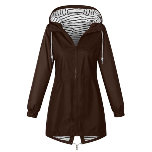 CSKJ Regenjacke Damen Wasserdicht Atmungsaktiv Softshelljacke Lang Übergangsjacke Einfarbige Outdoor Regenmantel mit Kapuze Funktionsjacke Leichte Gefüttert Windbreaker Große Größen Regenparka S-5XL CSKJ Regenjacke Damen Wasserdicht Atmungsaktiv Softshelljacke Lang Übergangsjacke Einfarbige Outdoor Regenmantel mit Kapuze Funktionsjacke Leichte Gefüttert Windbreaker Große Größen Regenparka S-5XL von CSKJ