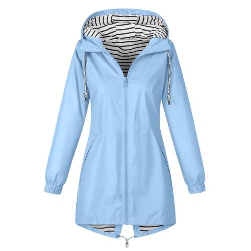 CSKJ Regenjacke Damen Wasserdicht Atmungsaktiv Softshelljacke Lang Übergangsjacke Einfarbige Outdoor Regenmantel mit Kapuze Funktionsjacke Leichte Gefüttert Windbreaker Große Größen Regenparka S-5XL CSKJ Regenjacke Damen Wasserdicht Atmungsaktiv Softshelljacke Lang Übergangsjacke Einfarbige Outdoor Regenmantel mit Kapuze Funktionsjacke Leichte Gefüttert Windbreaker Große Größen Regenparka S-5XL von CSKJ