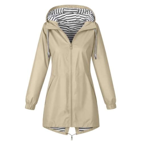 CSKJ Regenjacke Damen Wasserdicht Atmungsaktiv Softshelljacke Lang Übergangsjacke Einfarbige Outdoor Regenmantel mit Kapuze Funktionsjacke Leichte Gefüttert Windbreaker Große Größen Regenparka S-5XL CSKJ Regenjacke Damen Wasserdicht Atmungsaktiv Softshelljacke Lang Übergangsjacke Einfarbige Outdoor Regenmantel mit Kapuze Funktionsjacke Leichte Gefüttert Windbreaker Große Größen Regenparka S-5XL von CSKJ