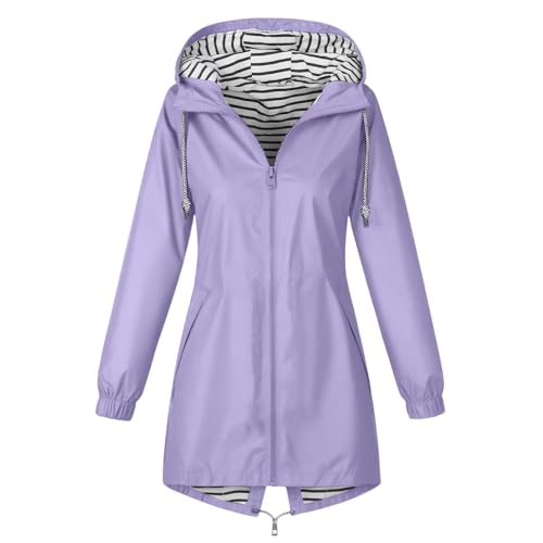 CSKJ Regenjacke Damen Wasserdicht Atmungsaktiv Softshelljacke Lang Übergangsjacke Einfarbige Outdoor Regenmantel mit Kapuze Funktionsjacke Leichte Gefüttert Windbreaker Große Größen Regenparka S-5XL CSKJ Regenjacke Damen Wasserdicht Atmungsaktiv Softshelljacke Lang Übergangsjacke Einfarbige Outdoor Regenmantel mit Kapuze Funktionsjacke Leichte Gefüttert Windbreaker Große Größen Regenparka S-5XL von CSKJ