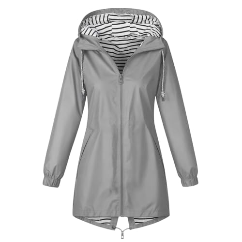 CSKJ Regenjacke Damen Wasserdicht Atmungsaktiv Softshelljacke Lang Übergangsjacke Einfarbige Outdoor Regenmantel mit Kapuze Funktionsjacke Leichte Gefüttert Windbreaker Große Größen Regenparka S-5XL CSKJ Regenjacke Damen Wasserdicht Atmungsaktiv Softshelljacke Lang Übergangsjacke Einfarbige Outdoor Regenmantel mit Kapuze Funktionsjacke Leichte Gefüttert Windbreaker Große Größen Regenparka S-5XL von CSKJ