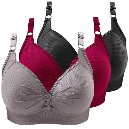 Spitzen BH Damen Sport BH Frauen Bra für Ohne Bügel Bustier Bra Mit Polstern Atmungsaktiv Bügelloser BH Front Closure Push Up Bequem Bustiers BH Gepolstert von CSKJ