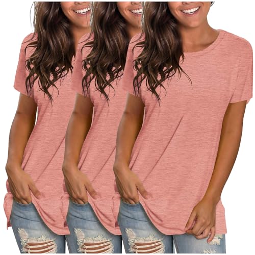 Damen T-Shirt Kurzarm O-Ausschnitt Flügelärmeln Oberteile Blusen Sommer Casual Lose Tank Top Basic Mädchen Tops von CSKJ