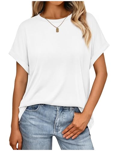 Damen T-Shirt Kurzarm Rundhals Flügelärmeln Oberteile Blusen Sommer Casual Lose Tank Top Basic Mädchen Tops von CSKJ