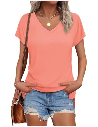 Damen T-Shirt Kurzarm Rundhals Flügelärmeln Oberteile Blusen Sommer Casual Lose Tank Top Basic Mädchen Tops von CSKJ