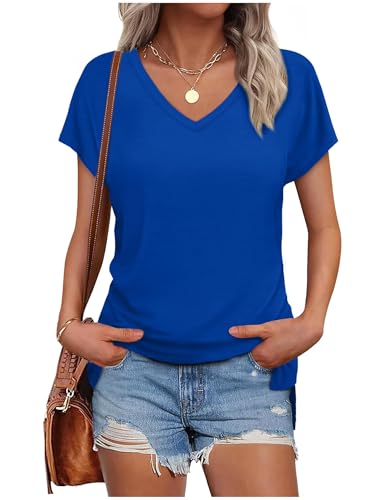 Damen T-Shirt Kurzarm Rundhals Flügelärmeln Oberteile Blusen Sommer Casual Lose Tank Top Basic Mädchen Tops von CSKJ