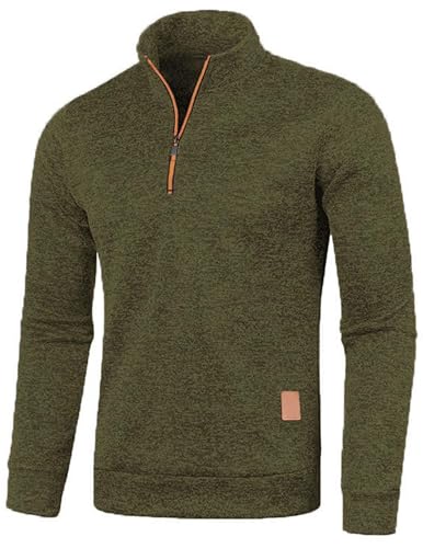 Half Zip Pullover Herren Ohne Kapuze Männer für Solid Arbeitspullover Oversize Winter Sport Arbeitspullover Sweater Men von CSKJ