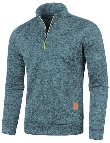 Half Zip Stehkragen Pullover Herren Ohne Kapuze Männer für Solid Arbeitspullover Oversize Winter Sport Casual Sweater Men Frühling Herbst Langarmshirt V Ausschnitt Slim fit Solide Basic Pulli von CSKJ
