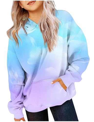 Hoodie Mädchen Sweatshirt Kapuzenpullover mit Taschen Casual Langarmshirts mit Kapuze Batik Kinder Kleidung Kuschel Sweater Mode Hoodie Pullover für 4-14 Jahre Alt Oberteile Tops von CSKJ