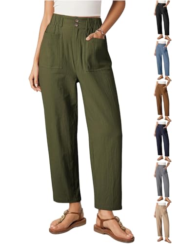 Jogginghose Damen Casual Einfarbige Sporthose Lang Atmungsaktiv Freizeithose Elastische Taille Sweatpants Knopf Sport Freizeit Hose High Waist Y2k Pants mit Tasche von CSKJ