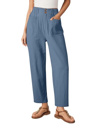 Jogginghose Damen Casual Einfarbige Sporthose Lang Atmungsaktiv Freizeithose Elastische Taille Sweatpants Knopf Sport Freizeit Hose High Waist Y2k Pants mit Tasche von CSKJ