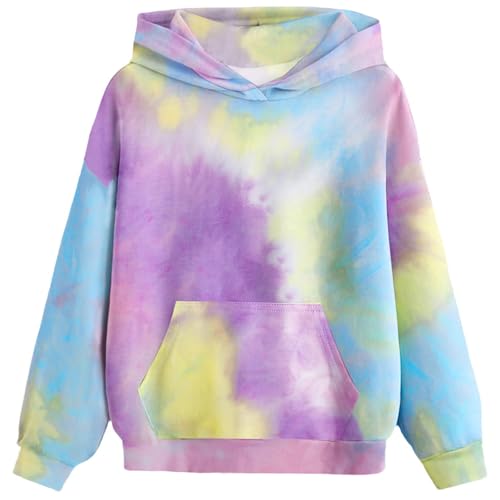 Mädchen Hoodie Batik Kinder Pullover Freizeit Mode Sweatshirt mit Kapuze Herbst Winter Langarm Kapuzenpullover mit Taschen Casual Kinder Kleidung Kuschel Langarmshirts für Mädchen 4-14 Jahre von CSKJ