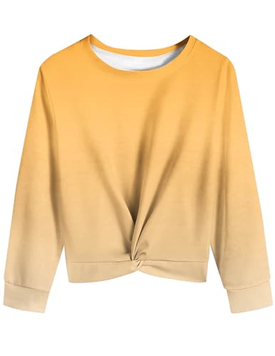 Mädchen Langarmshirt Crop Tops Kinder Baumwolle Pullover Sweatshirts mit Rundhalsausschnitt von CSKJ