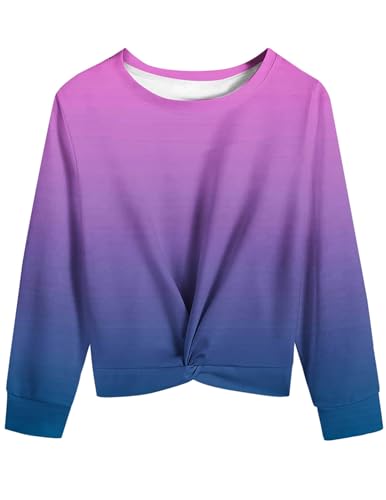 Mädchen Langarmshirts Kinder Tops Farbverlauf Kleidung Batik Sweatshirt Mode Farbblock T-Shirt Bedrucktes Bekleidung Loose Lässig Oberteile Classic Basic Long Sleeve Top Baumwolle Langarm Pullover von CSKJ