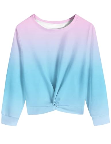 Mädchen Langarmshirts Kinder Tops Farbverlauf Kleidung Batik Sweatshirt Mode Farbblock T-Shirt Bedrucktes Bekleidung Loose Lässig Oberteile Classic Basic Long Sleeve Top Baumwolle Langarm Pullover von CSKJ