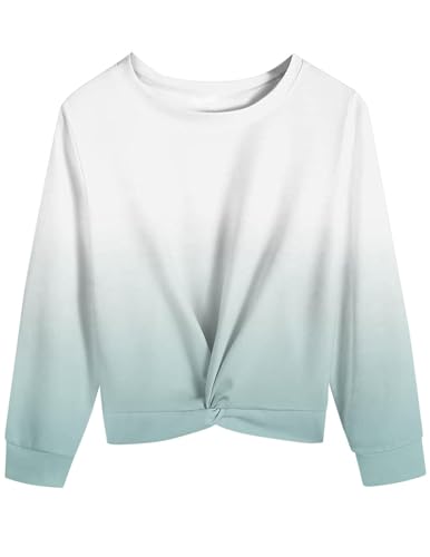 Mädchen Langarmshirts Kinder Tops Farbverlauf Kleidung Batik Sweatshirt Mode Farbblock T-Shirt Bedrucktes Bekleidung Loose Lässig Oberteile Classic Basic Long Sleeve Top Baumwolle Langarm Pullover von CSKJ