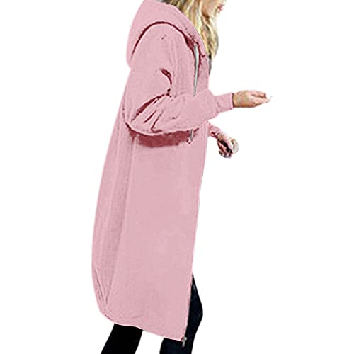 Pullover Damen Elegant - Sweatjacke Damen Mit Kapuze Damen Herbst Winter Outing Stil Frauen Dating Elegante Hoodies Sweatshirt Langen Mantel Jacke Tops Outwear Hoodie Outwear Kapuzenpullover, Rosa, S von CSKJ