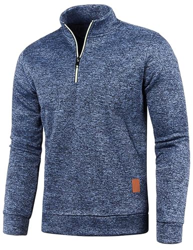 Pullover Herren Zip up Stehkragen Pullover Arbeitspullover Ohne Kapuze Winter Casual Sport Langarmshirt Sweater V Ausschnitt Freizeit Slim fit Solide Basic Männer Pullover von CSKJ