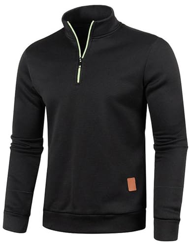 Pullover Herren Zip up Stehkragen Pullover Arbeitspullover Ohne Kapuze Winter Casual Sport Langarmshirt Sweater V Ausschnitt Freizeit Slim fit Solide Basic Männer Pullover von CSKJ