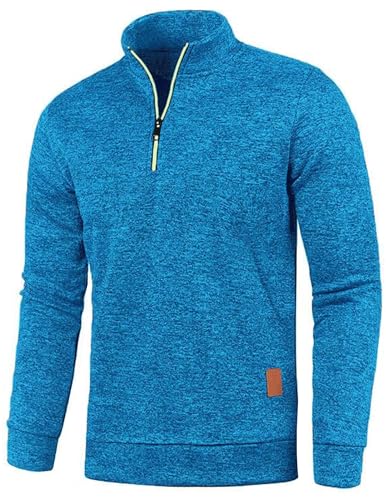 Pullover Herren Zip up Stehkragen Pullover Sweatshirt Ohne Kapuze Winter Casual Sport Langarmshirt Sweater V Ausschnitt Freizeit Slim fit Solide Basic Männer Pullover von CSKJ
