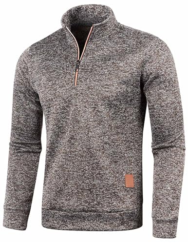 Pullover Herren Zip up Stehkragen Pullover Sweatshirt Ohne Kapuze Winter Casual Sport Langarmshirt Sweater V Ausschnitt Freizeit Slim fit Solide Basic Männer Pullover von CSKJ
