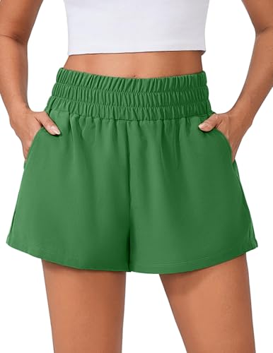 Shorts Damen Sommer Mode Sporthose Casual Einfarbig Kruz Hose mit Taschen High Waist Sportshorts Lässig Schnell Trocken Shorts für Frauen von CSKJ