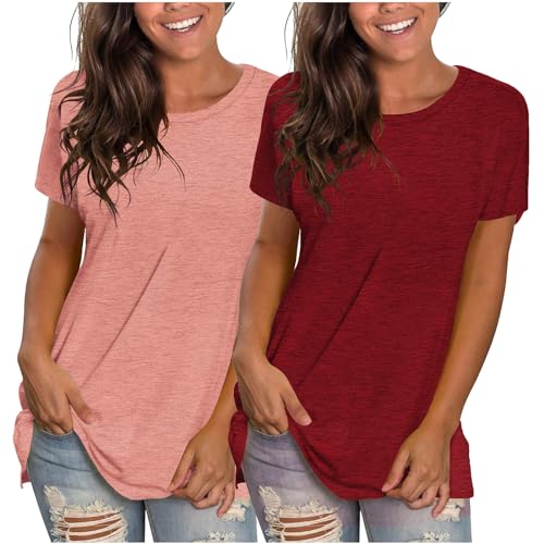 Sommer Tshirt Damen T-Shirt Basic Bedrucken Rundhalsausschnitt Oberteile Baumwolle Casual Damen Kurzarm Bluse Tops Elegant Sportshirt Sommer Tshirt Damen T-Shirt Basic Bedrucken Rundhalsausschnitt Oberteile Baumwolle Casual Damen Kurzarm Bluse Tops Elegant Sportshirt von CSKJ