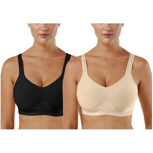 Sport BH Damen Push up Sports Bra Ohne Bügel Sport BH Rückenfrei mit Breiten Trägern für Besseren Halt und Unterstützung von CSKJ