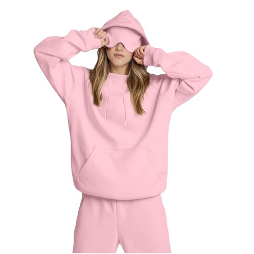 Travel Hoodie Damen Oversize Sweatshirt mit Augenmaske Pullover Kapuzenpullover Im Flugmodus Casual Sweatjacke Sport Oberteile mit Tasche Tops Streetwear von CSKJ