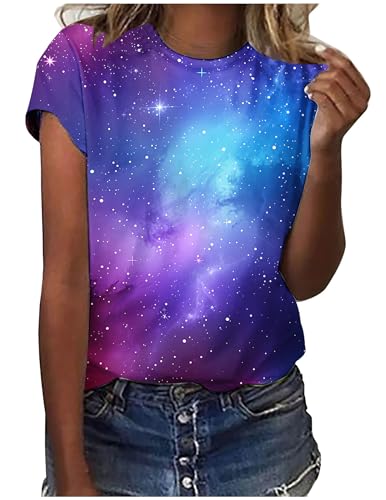 Tshirt Damen Einfarbiges Drucken Bluse Kurzarm Rundhalsausschnitt T-Shirt Locker Frauen Oberteile Sommer Alltag Crop Top Sport T-Shirts Teenager Mädchen Kleidung Y2k Sommerkleidung Damen von CSKJ