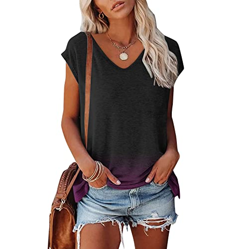 Tshirt Damen Farbverlauf Drucken Bluse Kurzarm Rundhalsausschnitt T-Shirt Locker Frauen Oberteile Sommer Alltag Crop Top Sport T-Shirts Teenager Mädchen Kleidung Y2k Sommerkleidung Damen von CSKJ