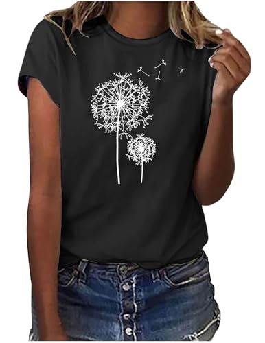 Tshirt Damen Lässige Elektrokardiogramm Druck Oberteile Herzschlagkurve Pullover T-Shirt Einfarbiges Basic Shirt Rundhals Kurzarm Sommer Tops Lockere Tunika Bluse Laufshirt Sportshirt von CSKJ