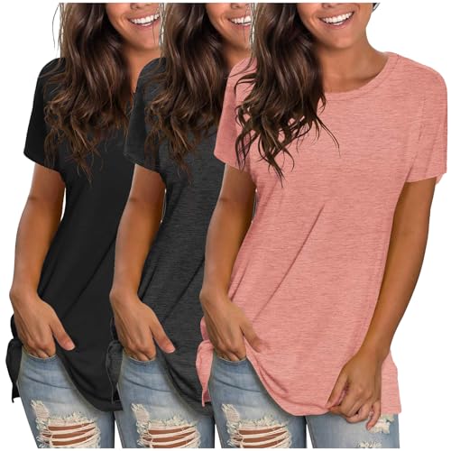 Tshirt Damen Oberteile Elegant Kurzarm Crop Tops Casual Longshirt Cap hülse Tunika Sommer Tank Tops Sporttop von CSKJ