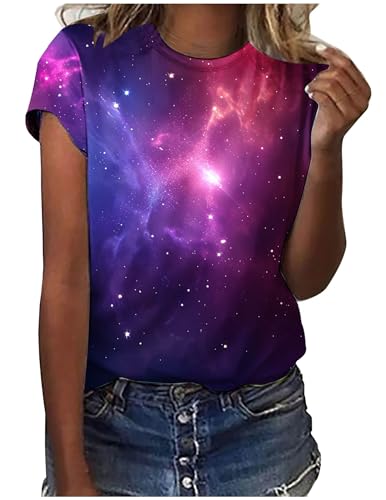 Tshirt Damen Plain Drucken Bluse Kurzarm Rundhalsausschnitt T-Shirt Locker Frauen Oberteile Sommer Alltag Crop Top Sport T-Shirts Teenager Mädchen Kleidung Y2k Sommerkleidung Damen von CSKJ
