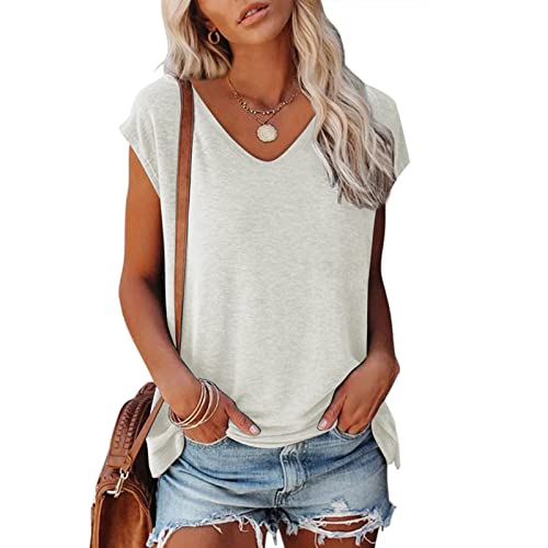 Tshirt Damen Schlicht Bluse Kurzarm Rundhalsausschnitt T-Shirt Locker Frauen Oberteile Sommer Alltag Crop Top Sport T-Shirts Teenager Mädchen Kleidung Y2k Sommerkleidung Damen von CSKJ