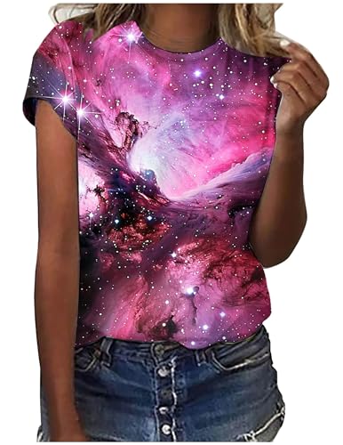 Tshirt Damen Schlicht Drucken Bluse Kurzarm Rundhalsausschnitt T-Shirt Locker Frauen Oberteile Sommer Alltag Crop Top Sport T-Shirts Teenager Mädchen Kleidung Y2k Sommerkleidung Damen von CSKJ