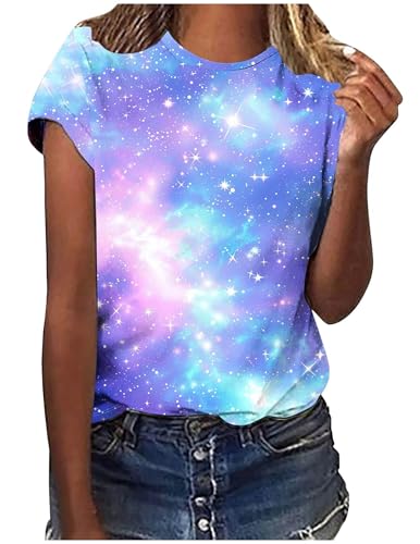 Tshirt Damen Schlicht Drucken Bluse Kurzarm Rundhalsausschnitt T-Shirt Locker Frauen Oberteile Sommer Alltag Crop Top Sport T-Shirts Teenager Mädchen Kleidung Y2k Sommerkleidung Damen von CSKJ