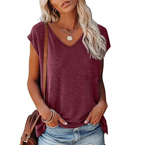 Tshirt Damen Solid Color Bluse Kurzarm Rundhalsausschnitt T-Shirt Locker Frauen Oberteile Sommer Alltag Crop Top Sport T-Shirts Teenager Mädchen Kleidung Y2k Sommerkleidung Damen von CSKJ