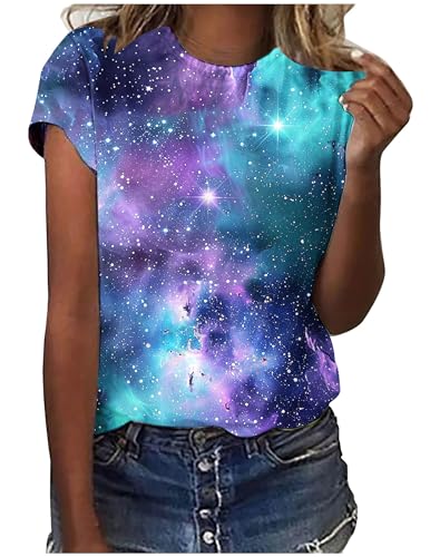 Tshirt Damen Solide Bluse Kurzarm Rundhalsausschnitt T-Shirt Locker Frauen Oberteile Sommer Alltag Crop Top Sport T-Shirts Teenager Mädchen Kleidung Y2k Sommerkleidung Damen von CSKJ