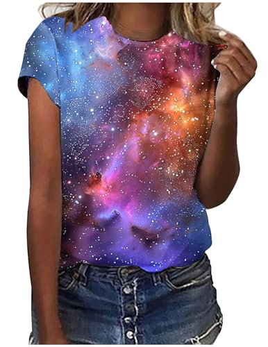 Unifarben Tshirt Damen Bluse Kurzarm Rundhalsausschnitt T-Shirt Locker Frauen Oberteile Sommer Alltag Crop Top Sport T-Shirts Teenager Mädchen Kleidung Y2k Sommerkleidung Damen von CSKJ