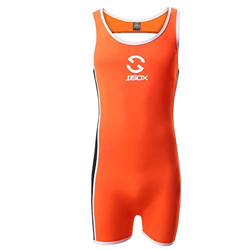 CSMARTE Herren Jockstrap Leotard Wrestling Singlet Bodysuit Bademode Unterwäsche Jumpsuits, Orange, L, Orange von CSMARTE