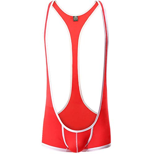CSMARTE Herren Aufhänger Jockstrap String Schnur Muschel Schutz Dessous Thongs Athletic Fan Briefs, rot, M von CSMARTE