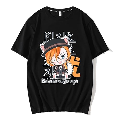 Bungo Stray Dogs T-Shirt, niedliche Anime-Cartoon-Figuren, Dazai Osamu Nakahara Chuuya, bedrucktes Kurzarm-T-Shirt für Jugendliche, Männer und Frauen von CSOCKS