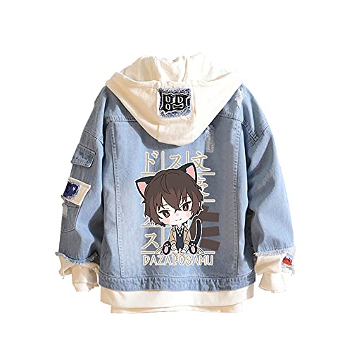 CSOCKS Bungo Stray Dogs Jacke Hoodie Niedliche Anime-Figuren Dazai Osamu Nakajima Atsushi Jeansjacke mit Kapuze Männer Frauen Mode Lässiger Jeansmantel von CSOCKS