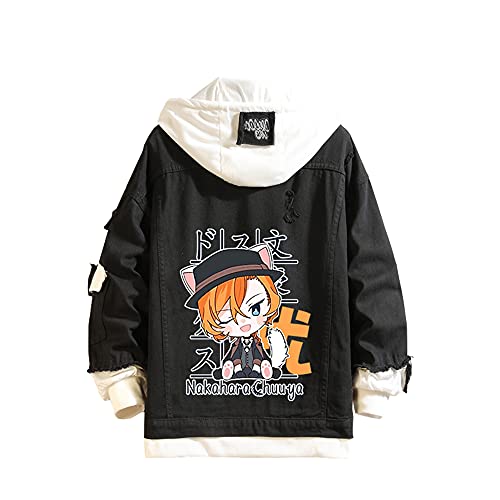 CSOCKS Bungo Stray Dogs Jacke Hoodie Niedliche Anime-Figuren Dazai Osamu Nakajima Atsushi Jeansjacke mit Kapuze Männer Frauen Mode Lässiger Jeansmantel von CSOCKS