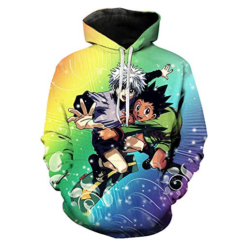 CSOCKS HxH Anime Hoodies Gon und Killua 3D gedruckte Neuheit Hoodies Hisoka Kurapika Cosplay Pullover Sweatshirts für Jugendliche/Erwachsene von CSOCKS